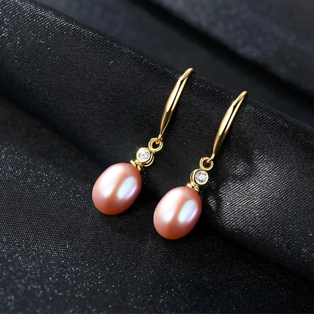 PAG&MAG Brand Classic Fine Jewelry Women Gift Freshwater Natural Pearl S925 Silver Jewelry Wire Hook Drop Earrings