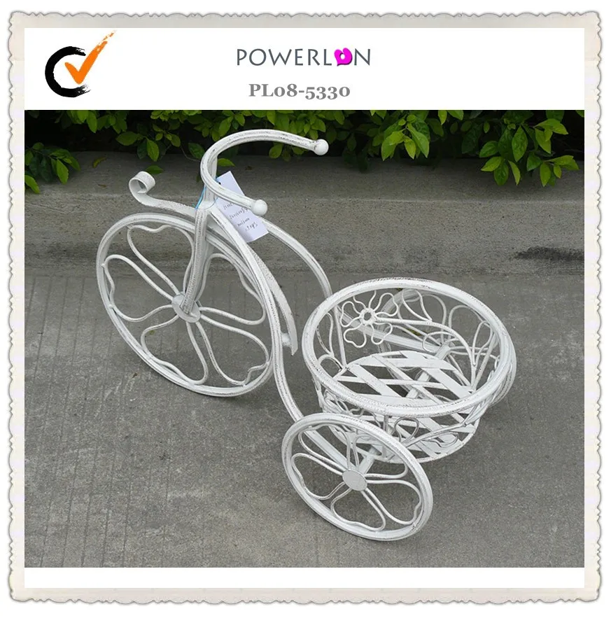
handicraft home garden decor display shelf metal planter holder bicycle style wrought iron flower pot stands 