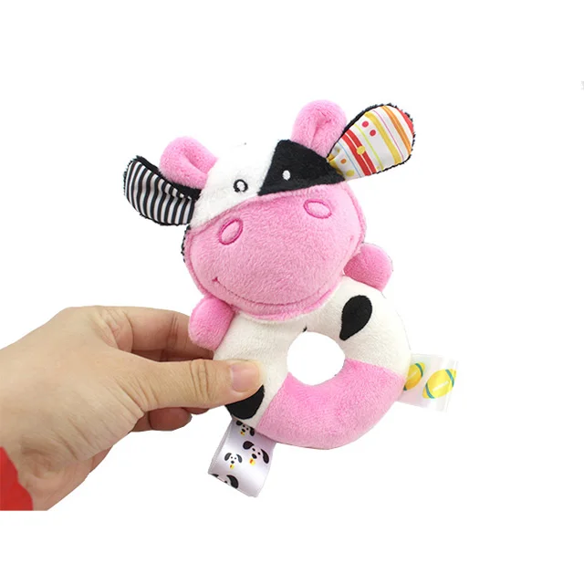 Dolery Hand Bells Plush Animal Shaped Soft Rattle Ring toy for baby