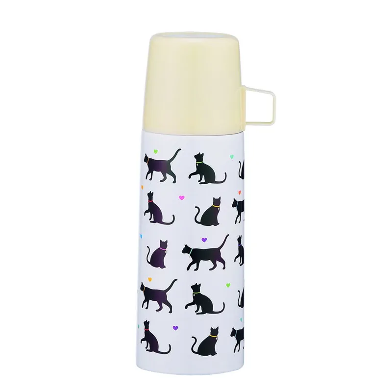
lovely cat pattern printing bpa free custom drink bottle 350ml vacuum flask 