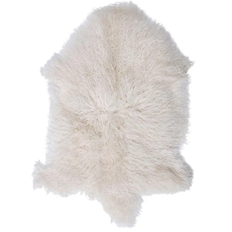High quality purple brown grey white single wholeskin Mongolian lamb fur plate real sheepskin hide