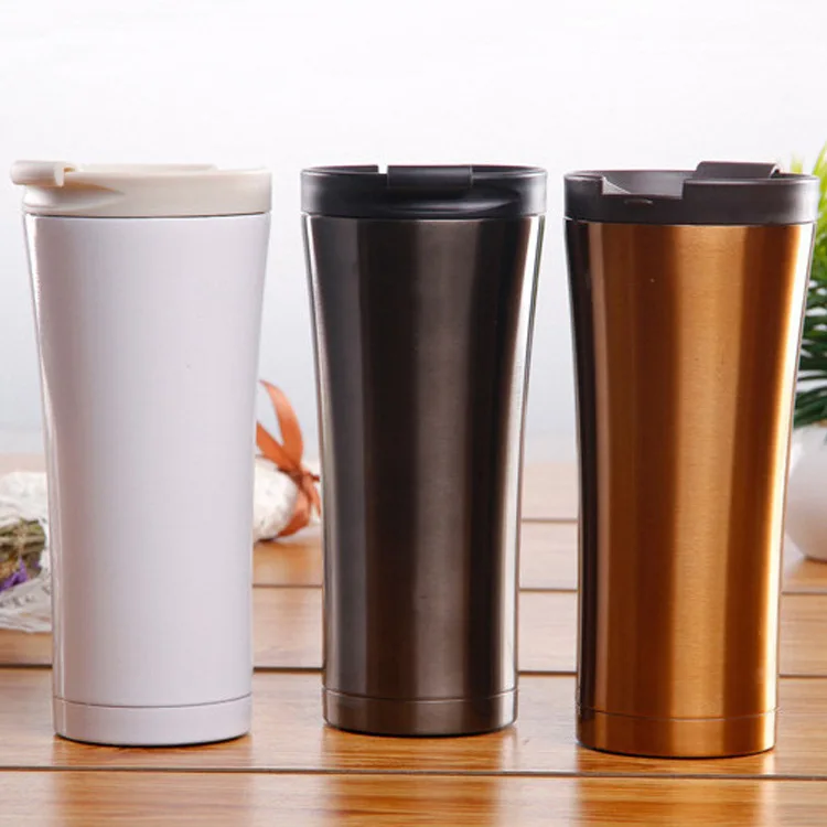Amazon hot sale 500ml double wall vacuum insulated stainless steel coffee mug travel thermos with leakproof lid