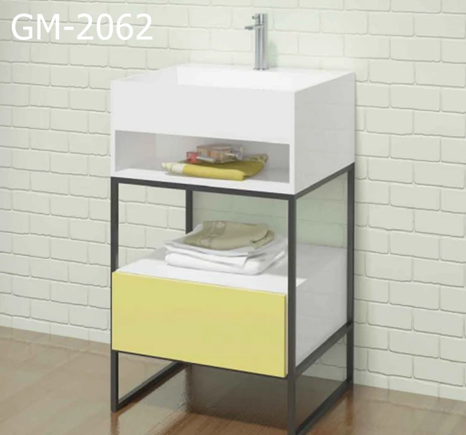 Wall hung basin with Iron brackets/Solid surface resin stone wash basin/artificial stone resin vanity sink