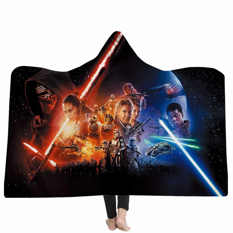 
Hooded Blanket Star Design Cloak Fleece Bed Sheet Set Blanket  (62200543586)