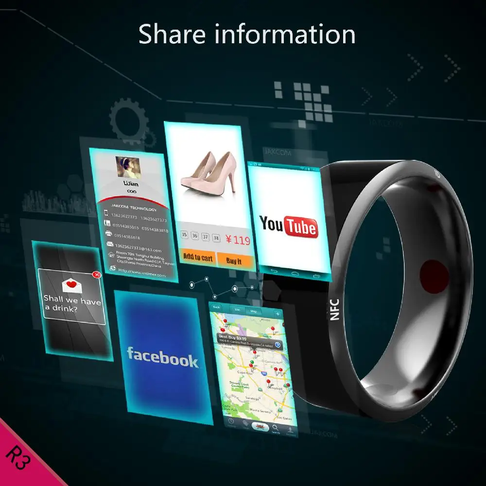 Wholesale Jakcom R3 Smart Ring Consumer Electronics Hot sale as smart bracelet smart glasses 2019 android smart watch