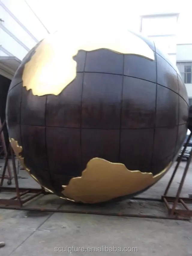 Copper Abstract Outdoor Globe Sculpture