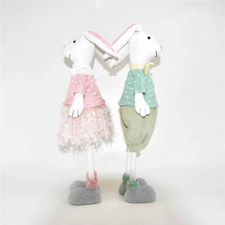 Factory Exclusive Design Bunny Dolls Decoration Easter Home Decor Standing Rabbit Figure Couple Spring Holiday Gifts