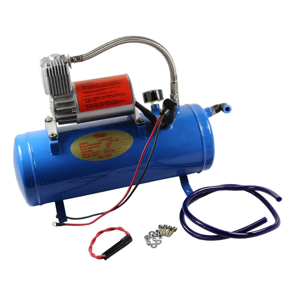 150PSI DC 12V AIR COMPRESSOR WITH 6 LITER TANK FOR TRAIN HORNS MOTORHOME TIRES