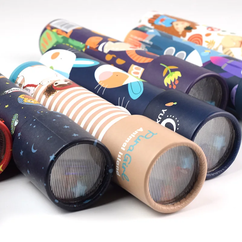 Оптовая продажа, креативные игрушки, мультяшный калейдоскоп, детские развивающие игрушки, вращающийся калейдоскоп, волшебные кубики, натуральный деревянный цвет