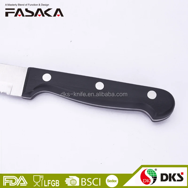 ABS or POM Handle with 3 Rivets Bread Knives Long Serrated Ham Slicer Carving Knife Stainless Steel Black or Customized 3000 Pcs
