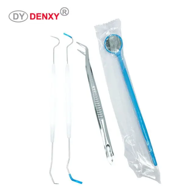 Denxy Dental Disposable Dental Mirror/tweeze/Probe Dentist Teeth Instrument Oral Clean Probe Tweezers Tool in Separate pack
