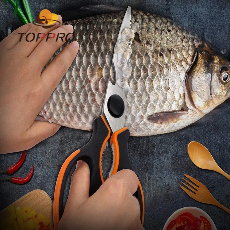 
toppto TPR handle Multi Stainless steel purpose chicken bone kitchen scissors shear 