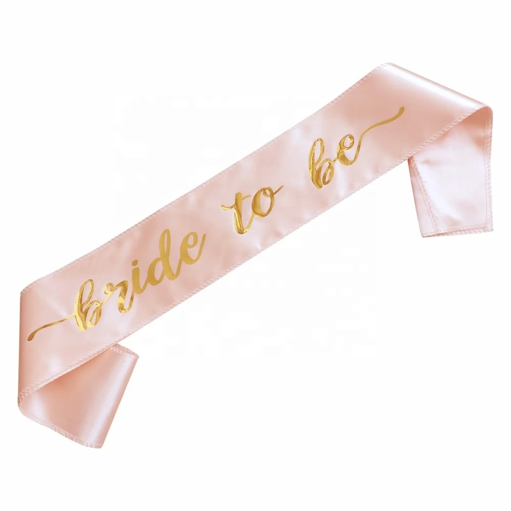 
double layer rose gold satin bride to be sash with gold shiny lettering for bridal shower hen party LP 