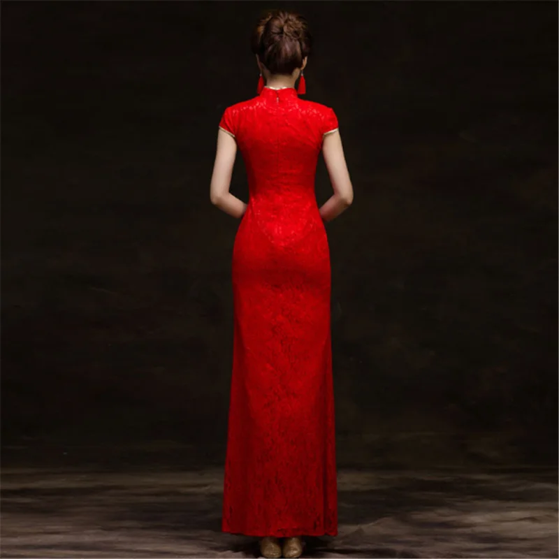 Женское вечернее платье с павлиньим хвостом, длинное кружевное платье Ципао в китайском стиле с блестками и вышивкой, свадебное платье