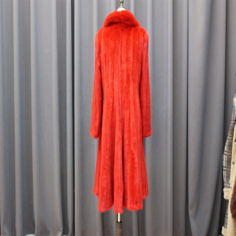 Wholesale And Retail Ladys Fashion Mink Fur Long Coat