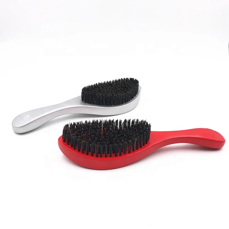 Заводская цена, щетка из Кабановой щетины, оптовая продажа, длинная ручка, 360 волнистая щетка, изогнутая волнистая щетка