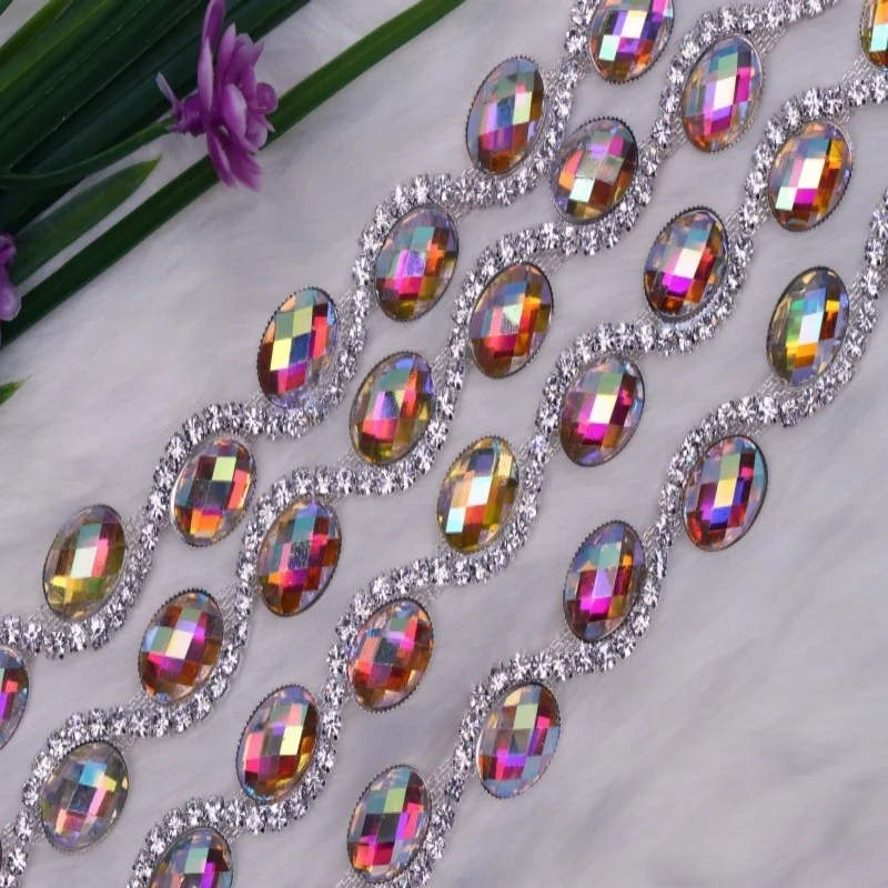 Wholesale Crystal Rhinestone Chain Trimming Bridal Sash Rhinestone Trim Applique Wedding Belt Garment Accessories RC70529