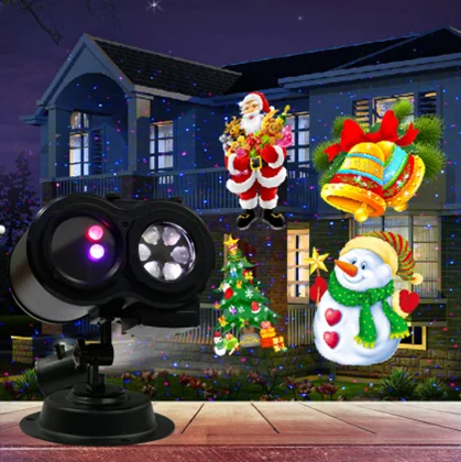 Waterapprove IP44 outdoor holiday LED projector with kaleidoscope red and green twinkling laser star