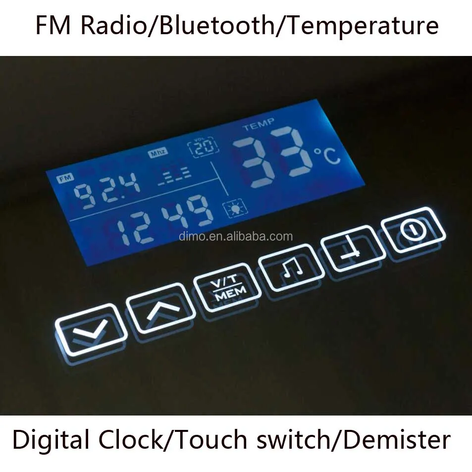 
LED lighted bathroom touch screen smart mirror price with Blue_tooth/radio/clock/temperature 