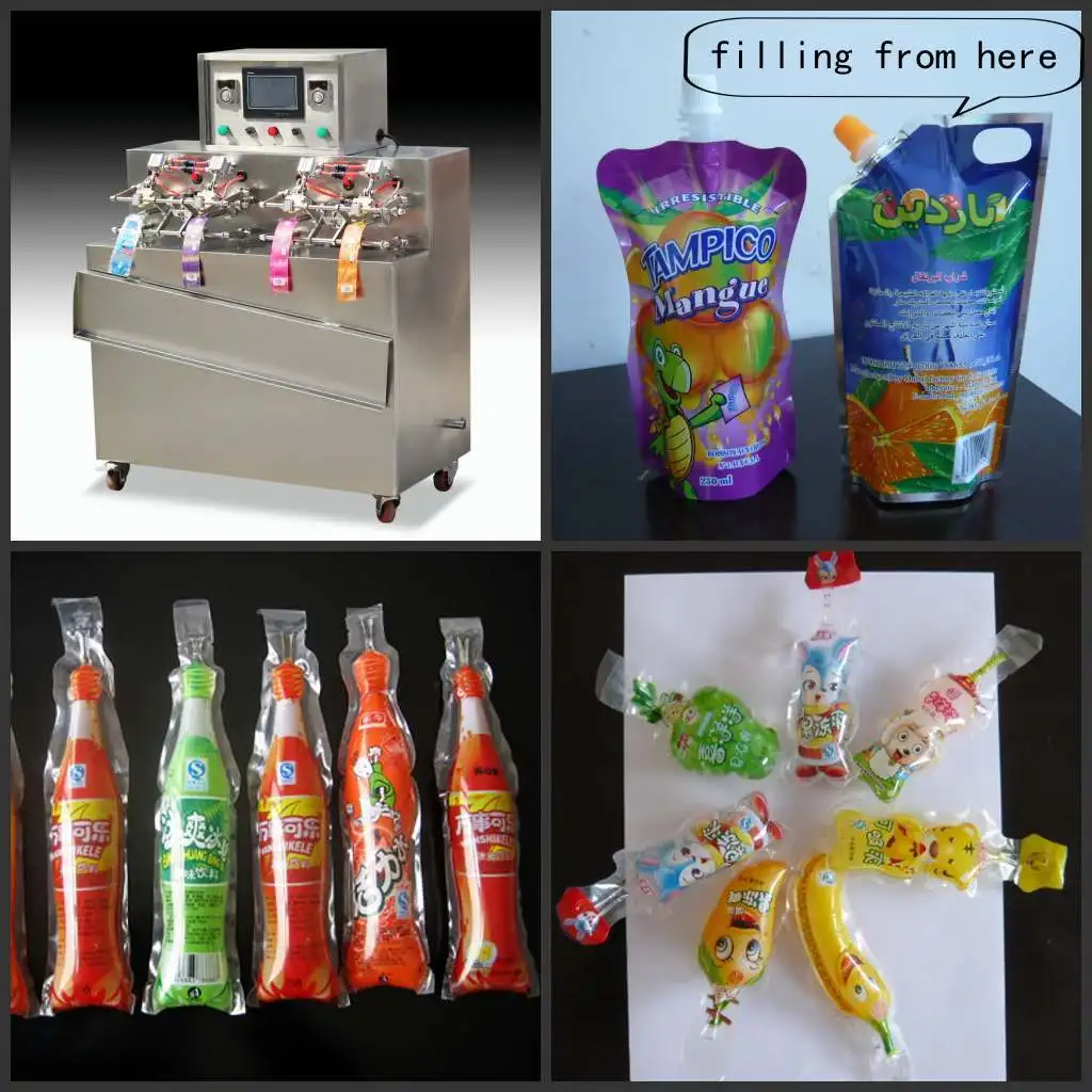 sweet water /Juice/ Straw Milk Inflatable Bag Fill Packer filling machine for plastic sachet bags
