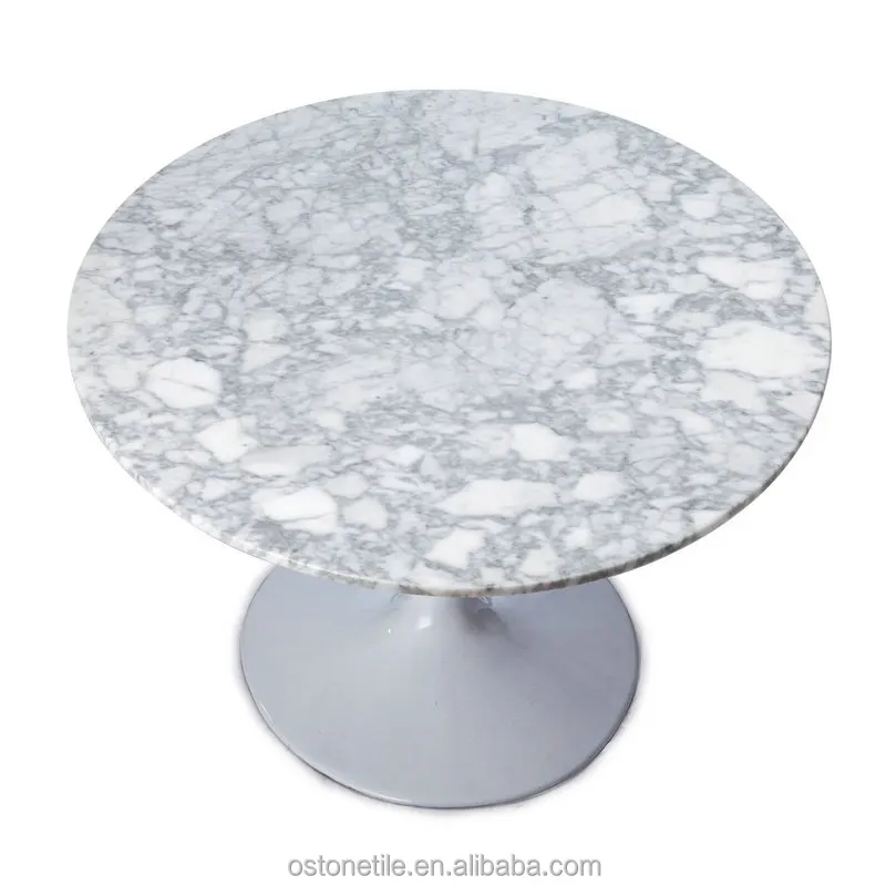 Italian Carrara White Slab Coffee Round Custom Cut Marble Table Top Replacement