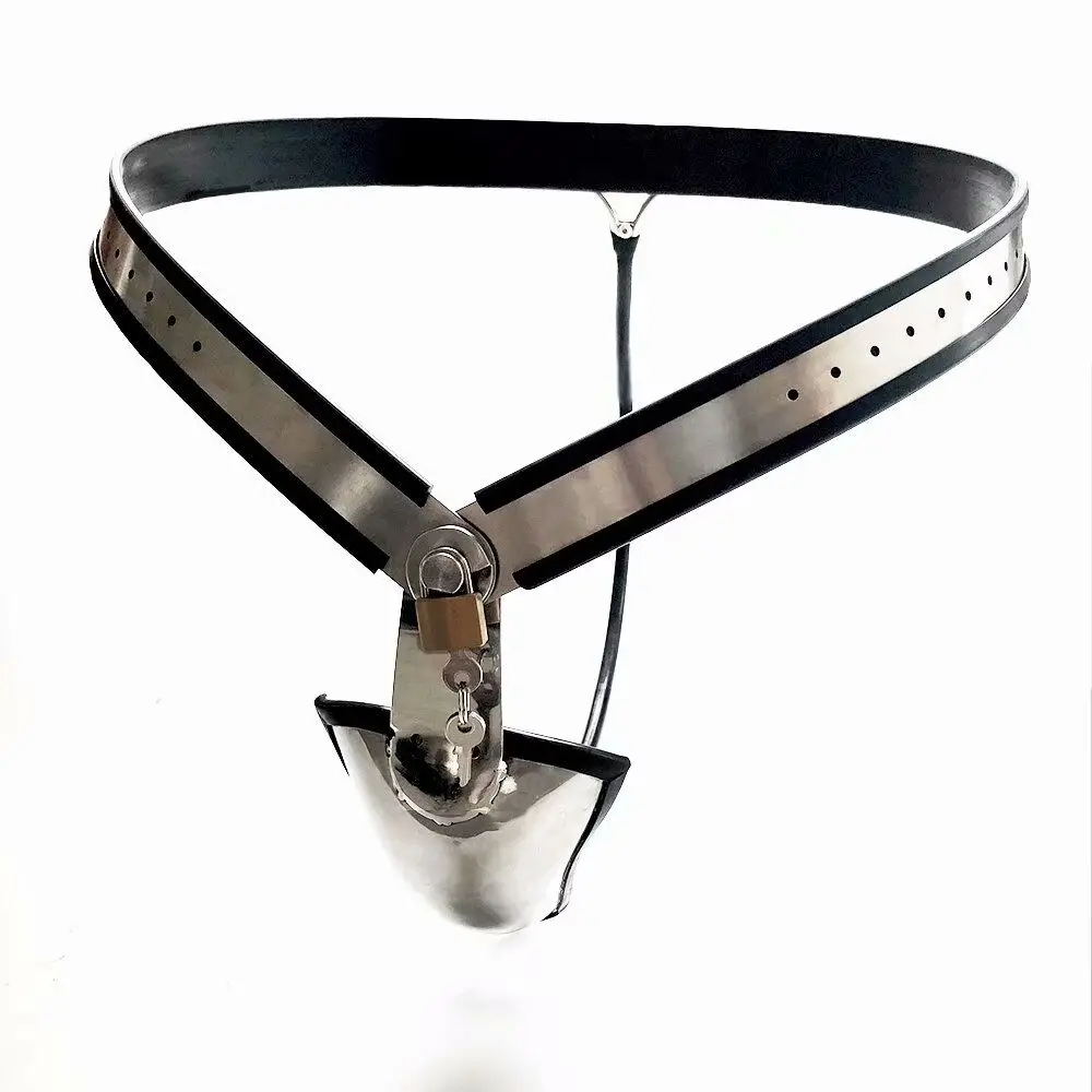 Black emperor brand new male stainless steel chastity belt anal plug  penis lock