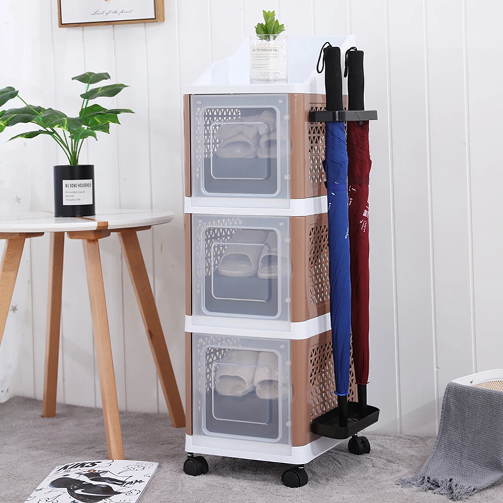 High Quality Modern Movable Plastic Shoes Storage Container Household Foldable Clear Shoes Storage Box