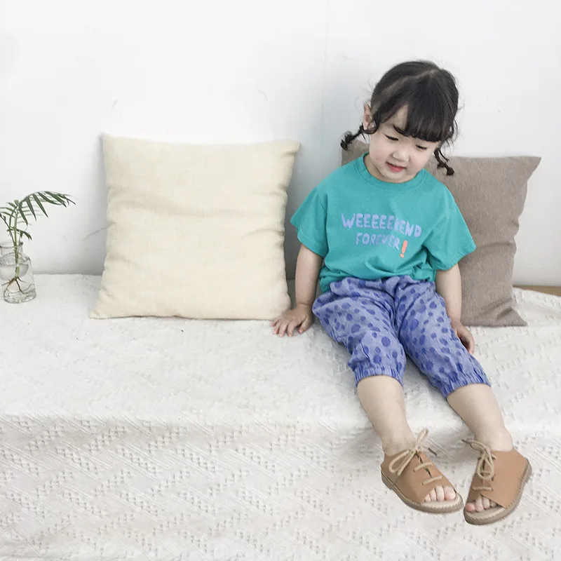 
2019 summer pastel pants for children Cotton Polka Dot Pants Jogger Pants 