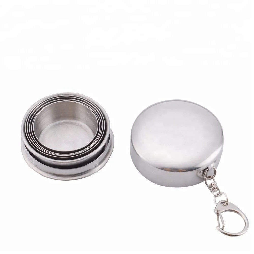 Premium Stainless Steel Telescopic Safe Outdoor Travel Camping Shot Glass Wine Glass Tumbler for Hip Flask
