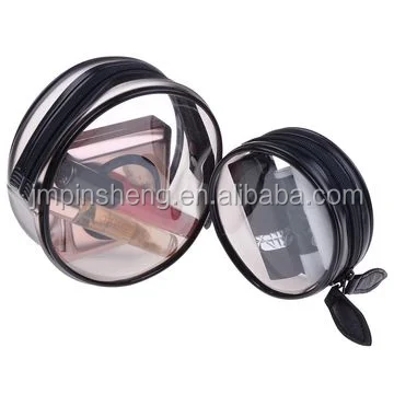 Round shape makeup bag zipper transparent PVC cosmetic bag