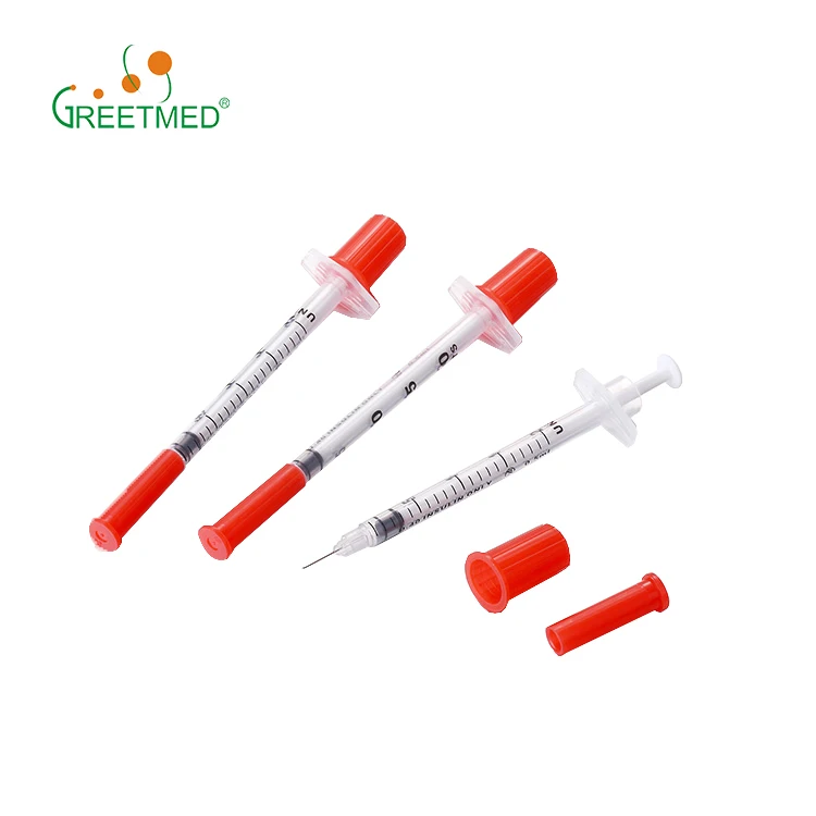 Дешевый одноразовый инсулиновый шприц, размер u100, с оранжевой крышкой