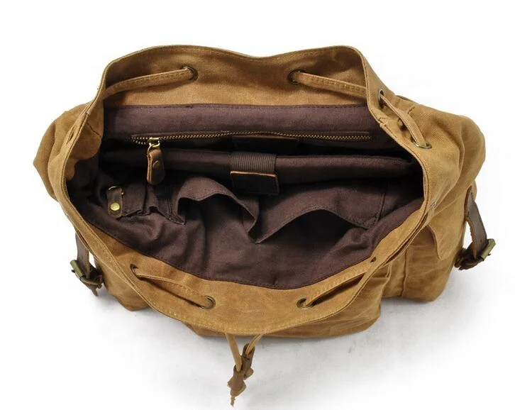 F9151 Europe Vintage New Model Outside Waxed Canvas Travel Backpack