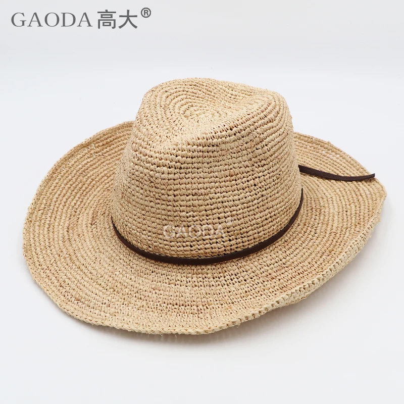 Высококачественные летние ковбойские шляпы из рафии для мужчин