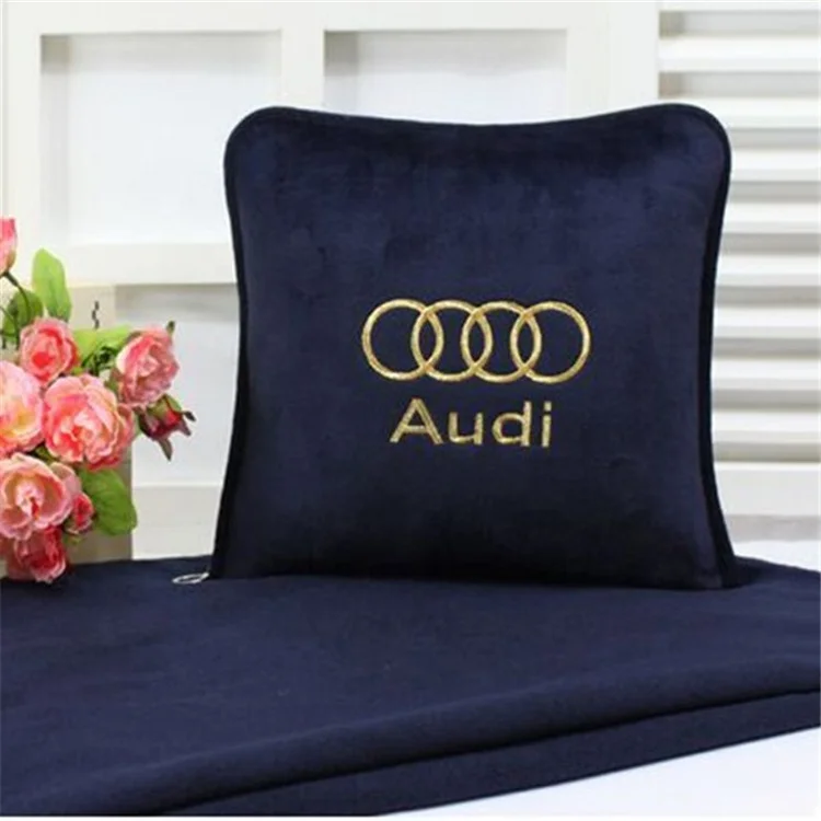 Logo customize polyester fleece polar flannel coral foldable blanket pillow 2 in 1