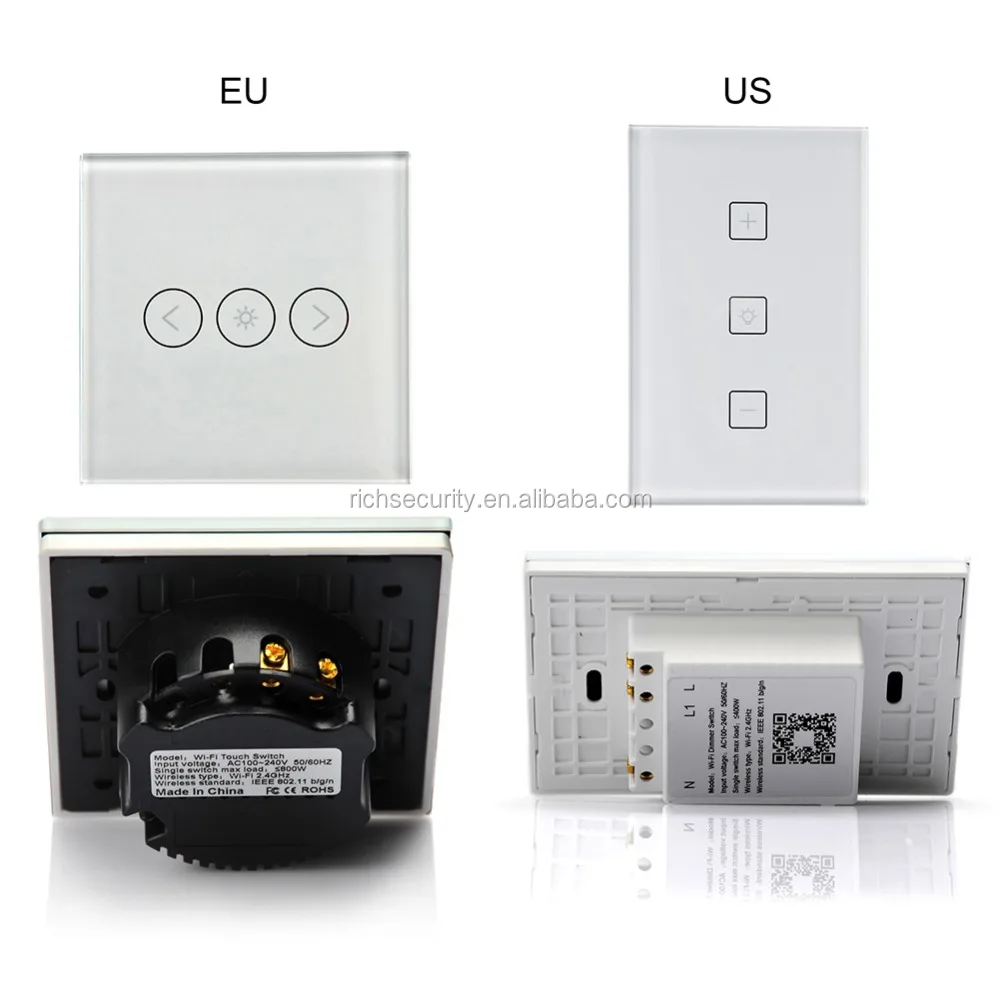 Free Shipping Alexa Google home EU standard Smart Dimmer Switch WiFi Dimmer switch WiFi Switch