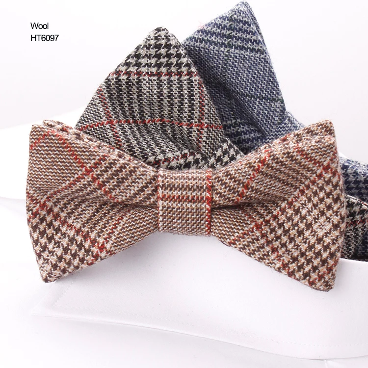 Handsome Stripe Christmas Mens Tuxedo Wool Self Tie Bow Tie