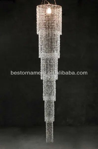 7ft 6-tiered Grand Cascade Acrylic Beaded Chandelier for wedding backdrop