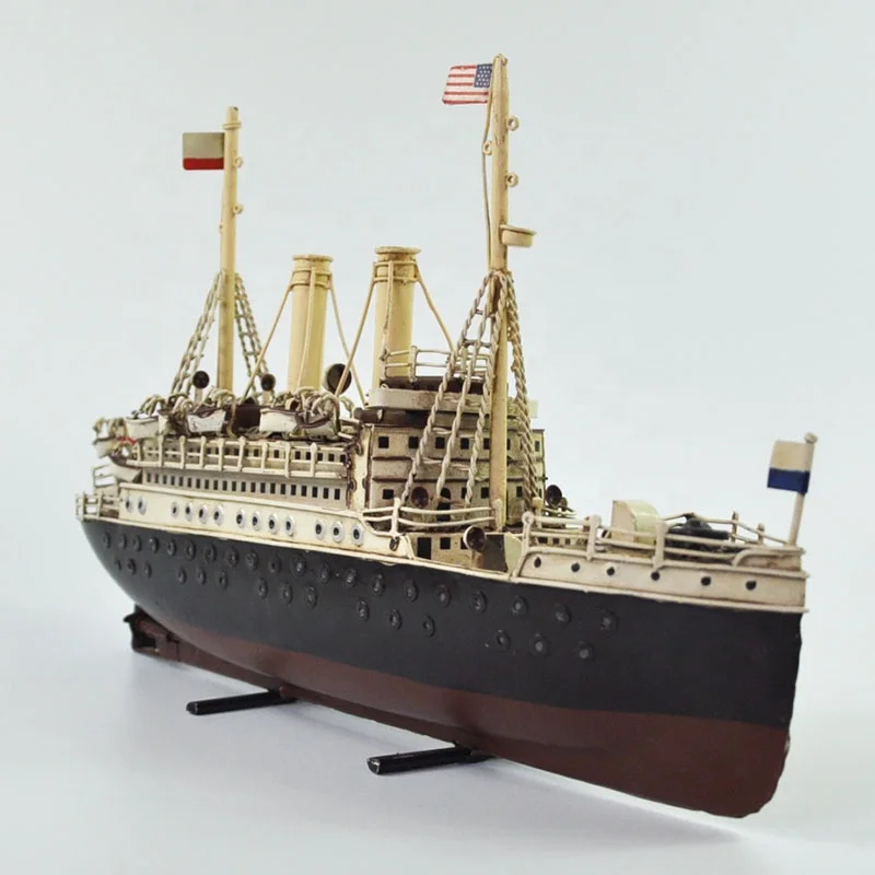 1915 German Tin Tuna Boat Model Ship Model Sailboat 1:20 Scale Window Decoration Props Retro Craft