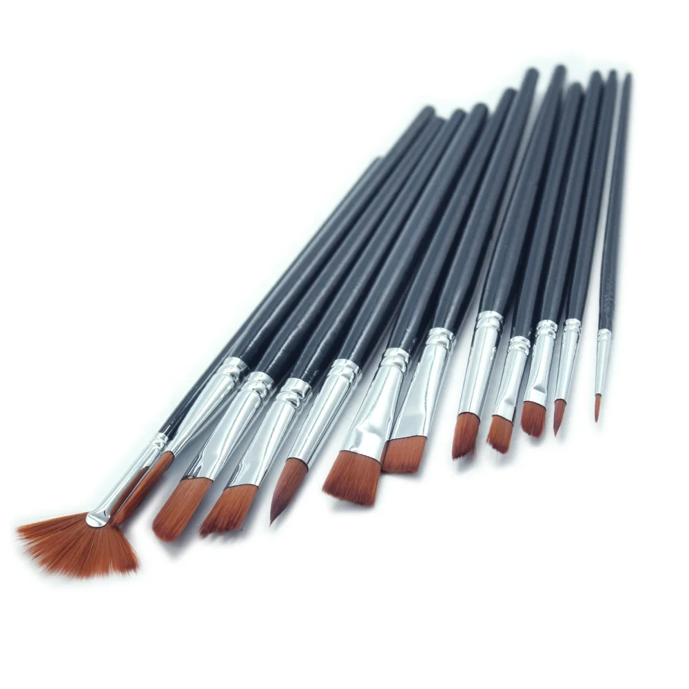 Artist Paint Brush Set - 12 Different Sizes Paint Brushes for Acrylic Watercolor Oil Gouache Paint - Perfect Gift for Artists