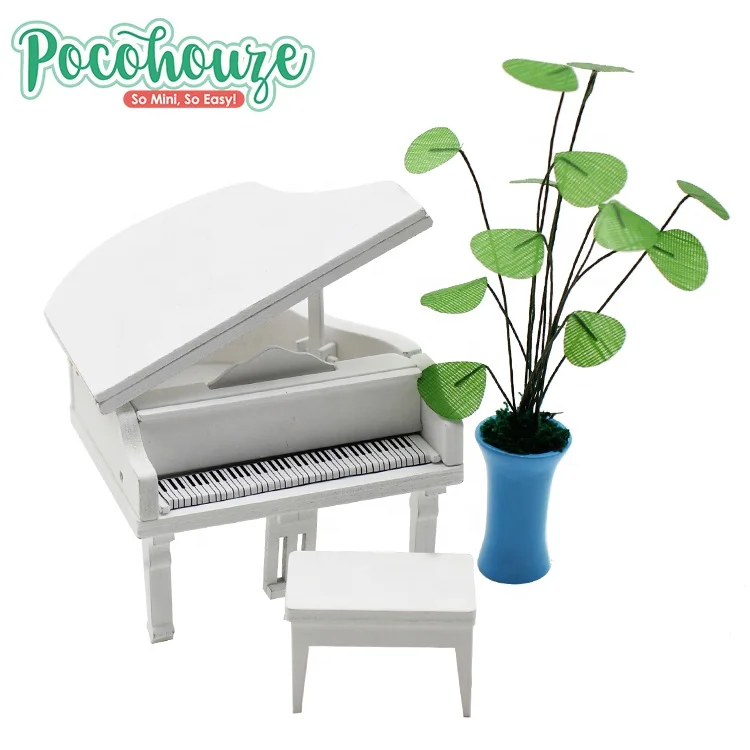 1/18 scale miniature furniture piano shaped wooden miniature desk &chair