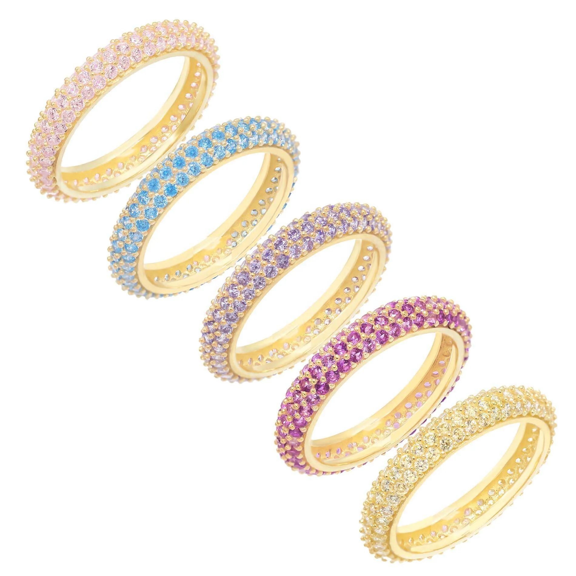 2022 Jewelry Turkish 925 Sterling Silver Pave CZ Stone Color Ring Por Mayor