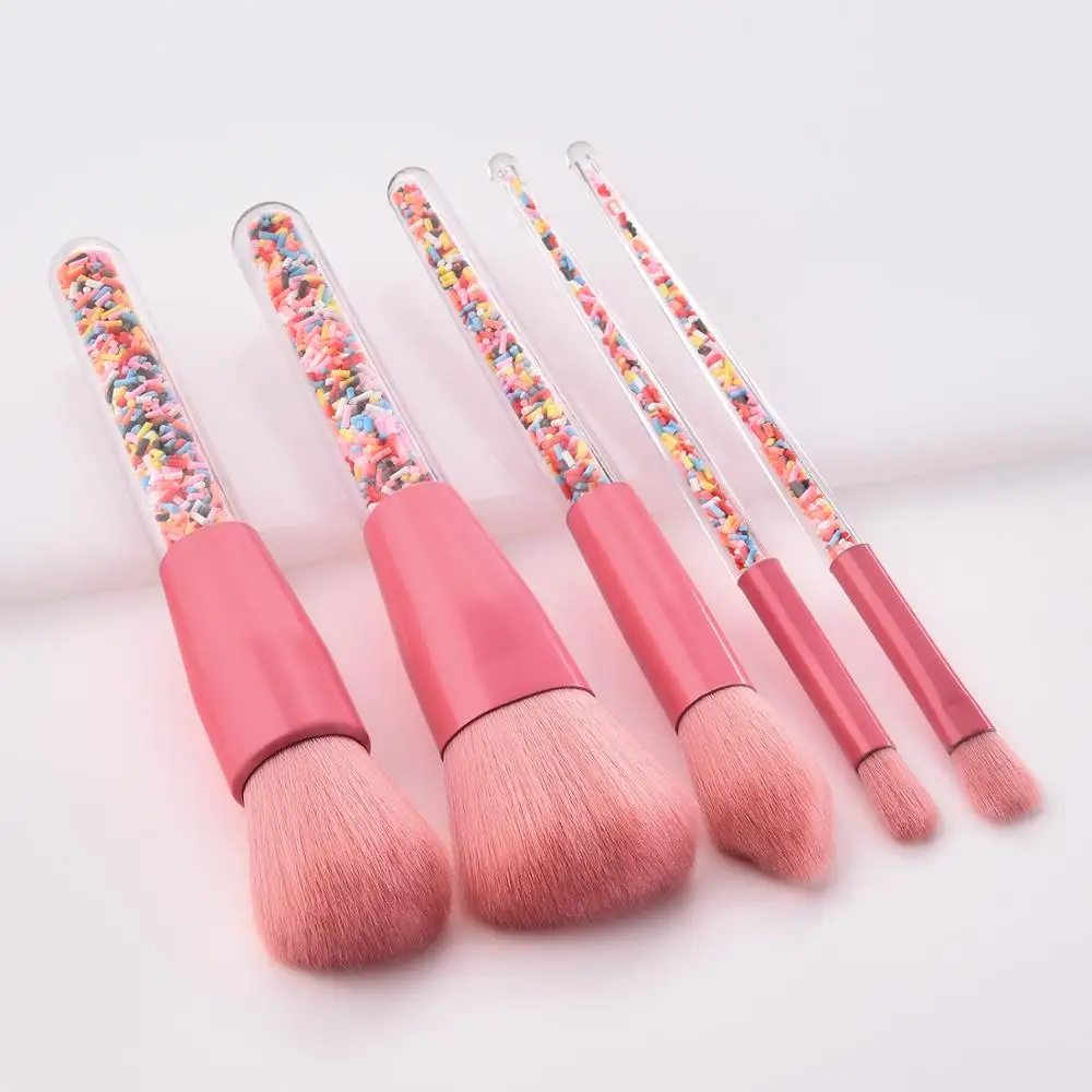 5pcs Candy Crystal Kabuki Makeup Brush Set Kit for Girls