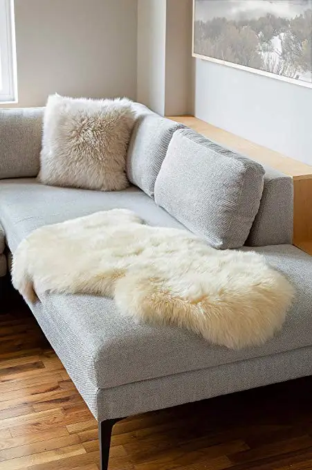 Sheepskin Rug Super-Soft New Zealand Fur Throw Rug for Sofa Bed Or Floor Decor 60*90cm