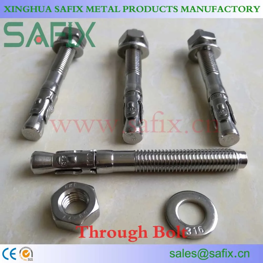
AISI 304/A2 316L/A4 Stainless Steel Wedge Anchor/Through Bolt/Expansion Bolt 