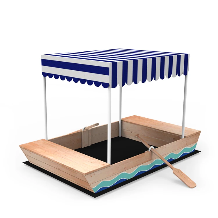Garden Beach Lawn Backyard Kids Boat Wooden Sandbox for Children Playground