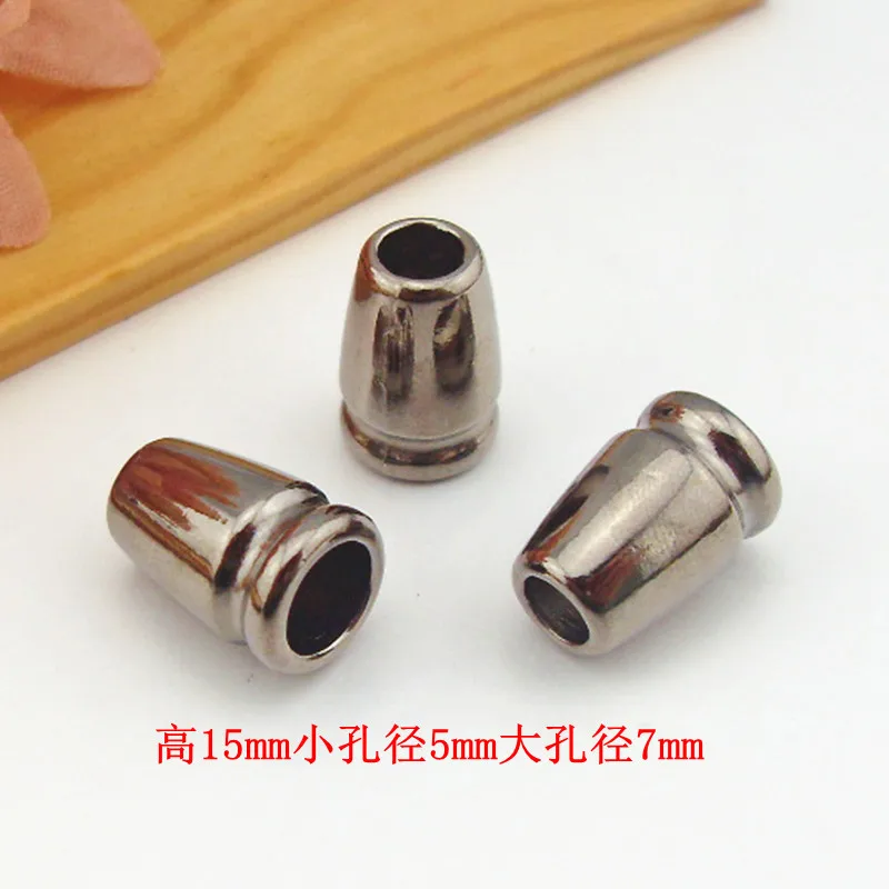 1000pcs/bag 15mm Leather Cord End Caps Tassel Crimp End Connector Cord Ends Lock Toggle Clip for Stopper silver nickel