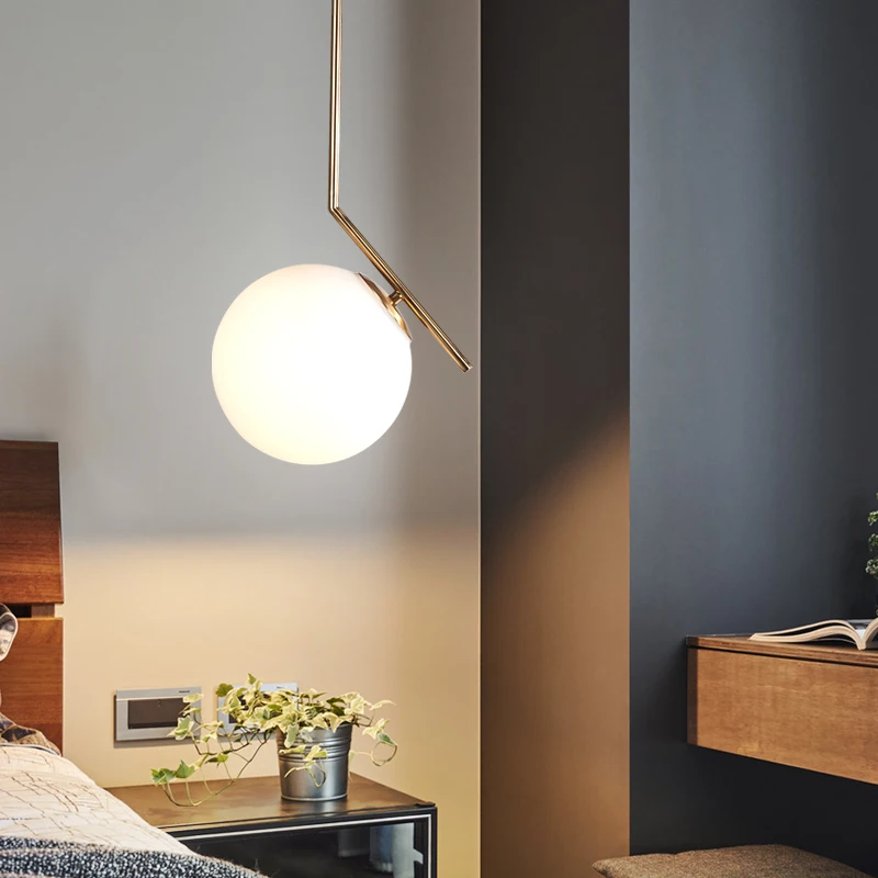 
Luxury decorative gold metal round ball glass fancy hanging pendant lights for shop or living room 