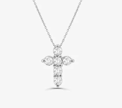 Baby 14K Gold Plated Tiny Cross Druzy Baby Necklace 925 Sterling Silver Jewelry