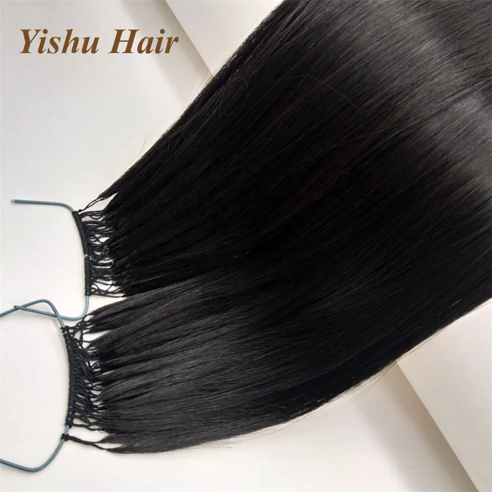 Virgin Remy Iidian/Chinese Hair 100% Pure Hand Knitting Wholesale Price Invisible human Feather Line in Natural Hair Extensions