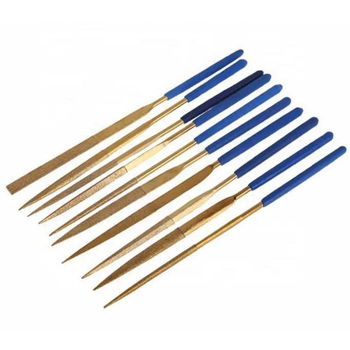 Мини Алмазные игольчатые напильники с титановым покрытием, набор из закаленного сплава, прочная сталь-мини набор игл Gcr15 из высокоуглеродистой стали